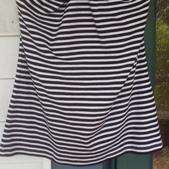 The Limited Black/White Striped Halter Top w/Bra Liner Size: L - Picture 2 of 7